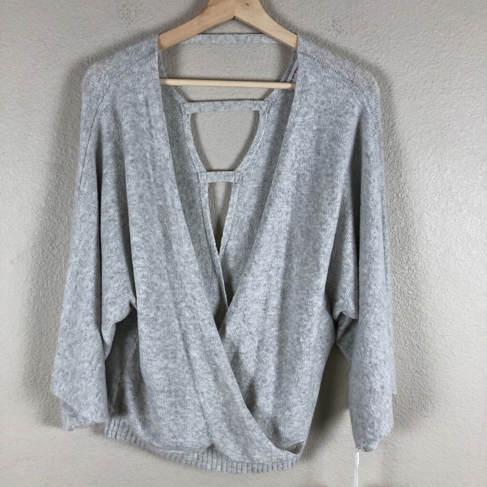 Wearing Your Heart On Your Sleeve Neutral Sweater Womens X Small Gray Soft Layer